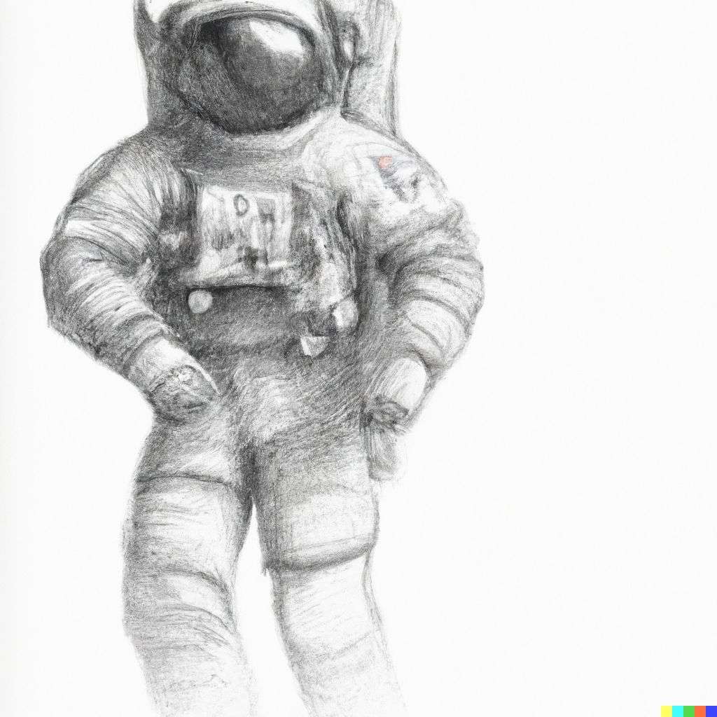 an astronaut, detailed pencil sketch